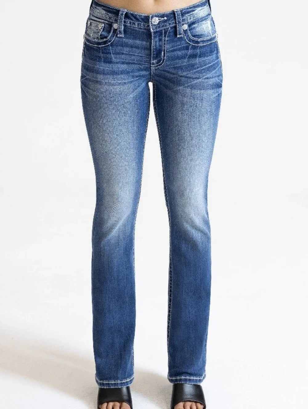 Miss Me Wing Pocket Bootcut Jeans 25 NWT Rhinestone Embroidered Y2K Western